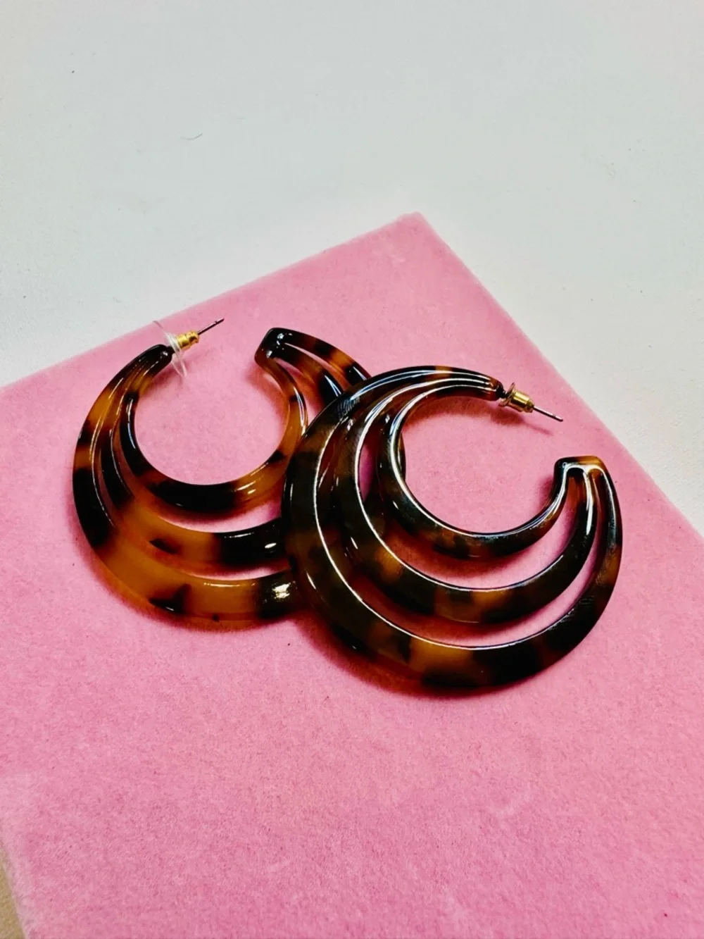 Tortoiseshell Triple Hoop Earrings